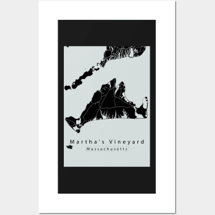 Marthas Vineyard Massachusetts City Map dark Posters and Art